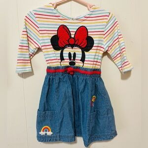 Disney Store Toddler Girl Minnie Mouse Denim Stripe Dress Size 2T
